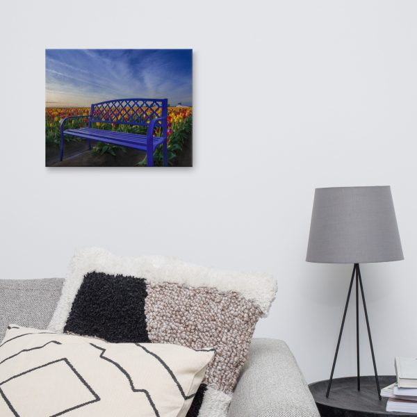Bench among Tulips - Canvas Digital Printing - Image 4