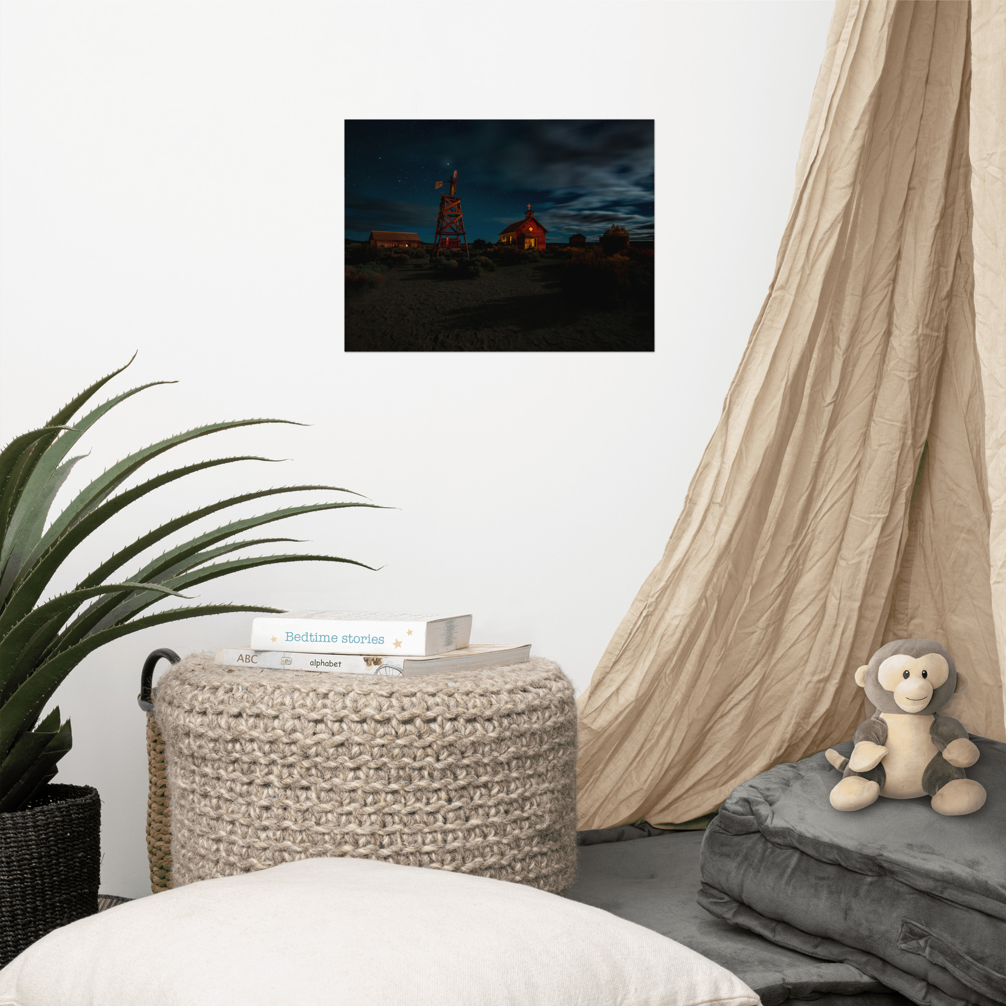 Starry Night Country Barn & Church - Enhanced Matte Paper Poster(in) - Image 5