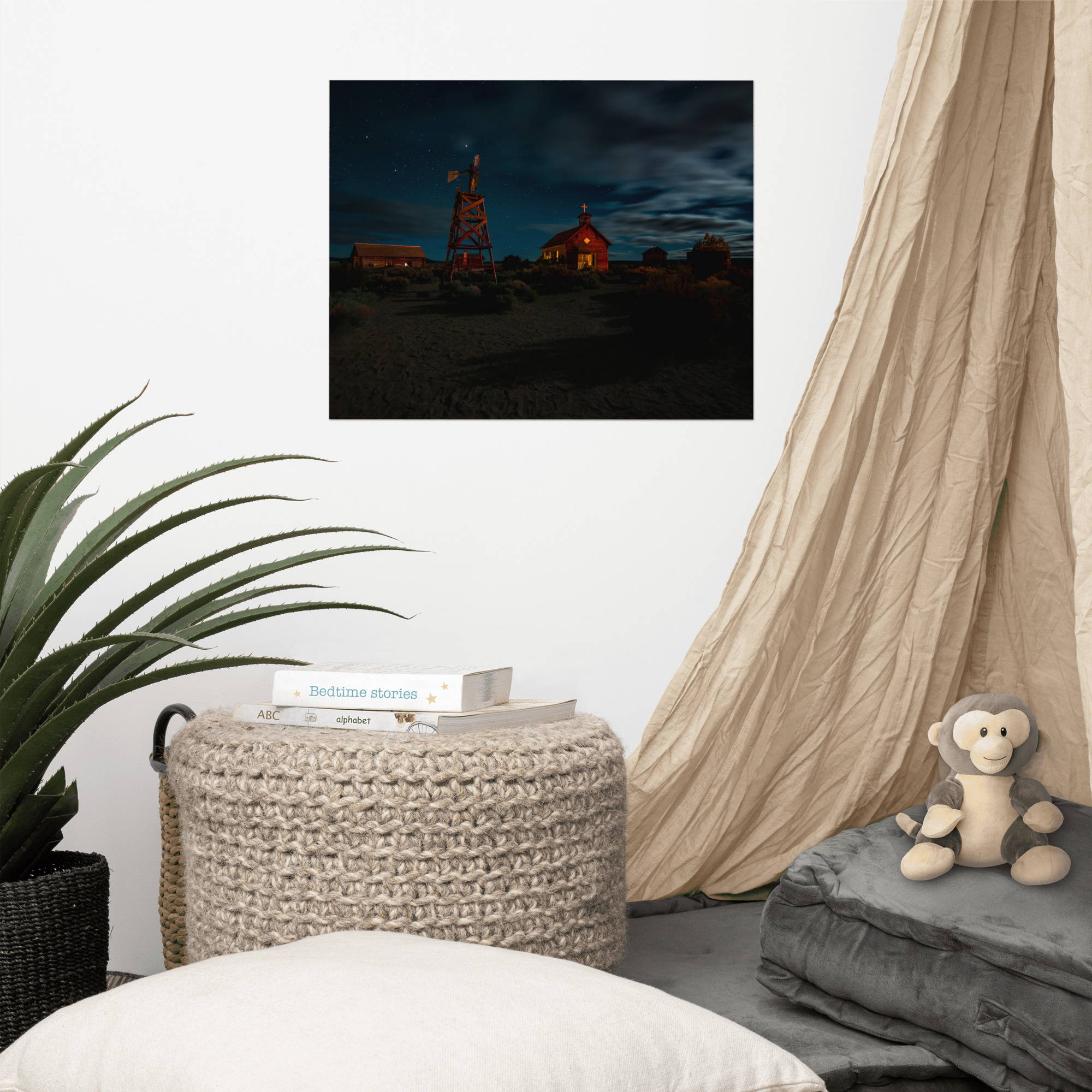 Starry Night Country Barn & Church - Enhanced Matte Paper Poster(in) - Image 9
