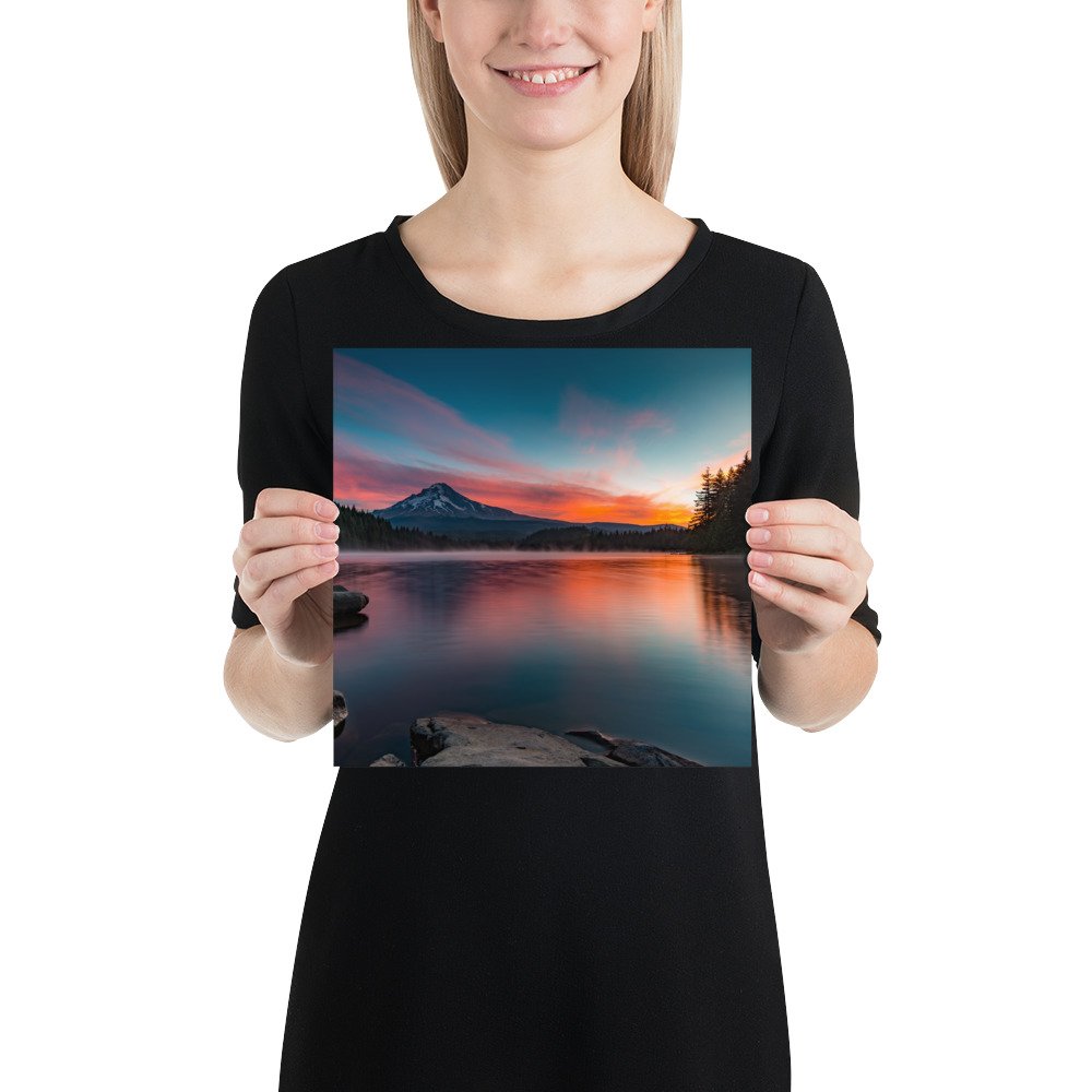 Sunrise at Trillium lake, Mt. Hood, Oregon-Premium Luster Photo Paper Framed Poster (in) - Image 2