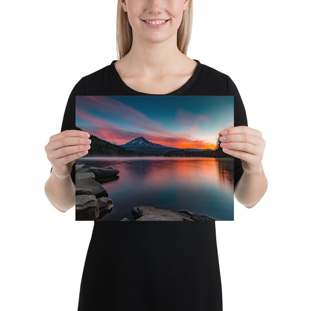 Sunrise at Trillium lake, Mt. Hood, Oregon-Premium Luster Photo Paper Framed Poster (in) - Image 3