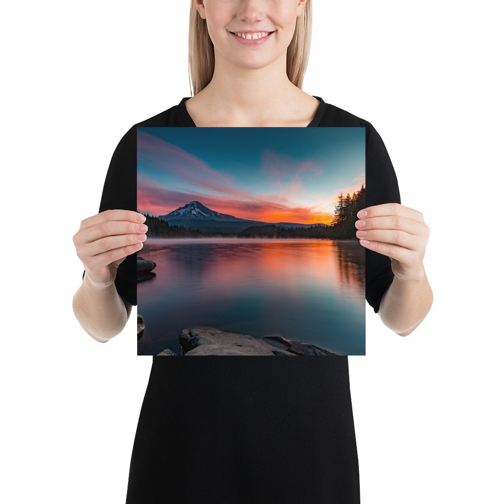 Sunrise at Trillium lake, Mt. Hood, Oregon-Premium Luster Photo Paper Framed Poster (in) - Image 4