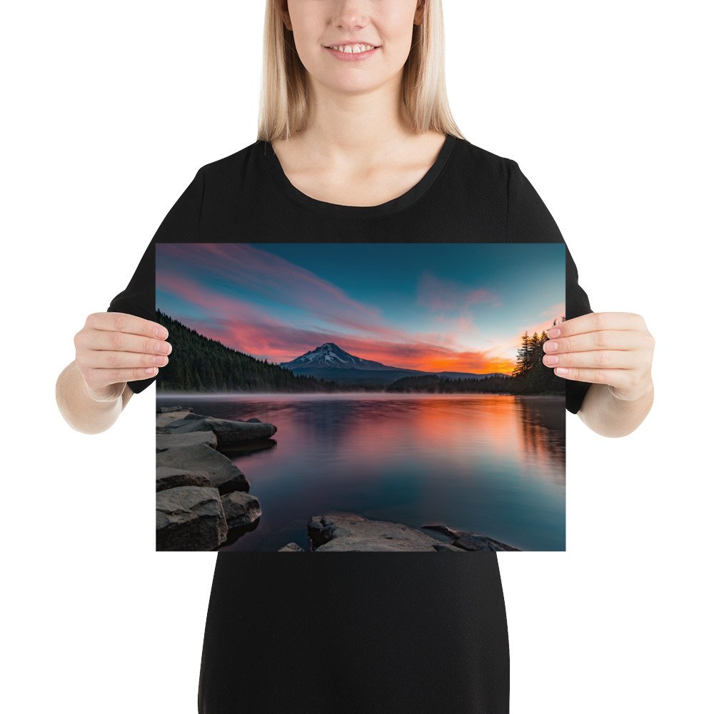 Sunrise at Trillium lake, Mt. Hood, Oregon-Premium Luster Photo Paper Framed Poster (in) - Image 5