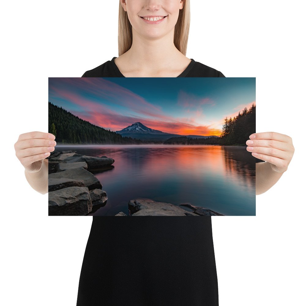 Sunrise at Trillium lake, Mt. Hood, Oregon-Premium Luster Photo Paper Framed Poster (in) - Image 6