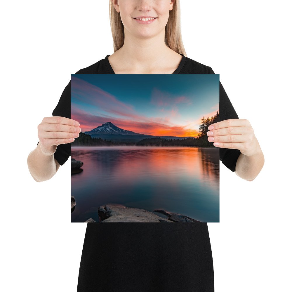 Sunrise at Trillium lake, Mt. Hood, Oregon-Premium Luster Photo Paper Framed Poster (in) - Image 7