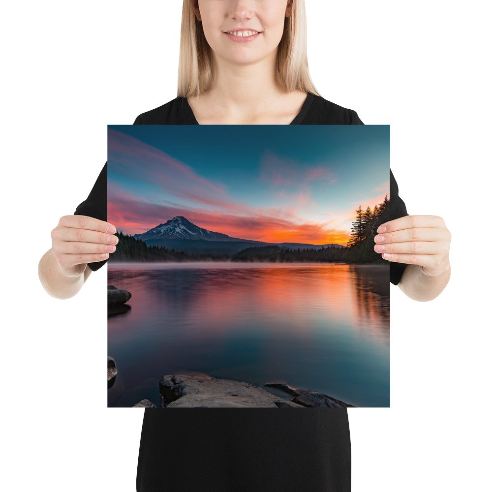 Sunrise at Trillium lake, Mt. Hood, Oregon-Premium Luster Photo Paper Framed Poster (in) - Image 8