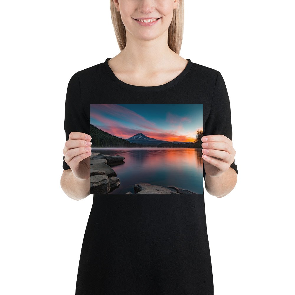Sunrise at Trillium lake, Mt. Hood, Oregon-Premium Luster Photo Paper Framed Poster (in) - Image 12