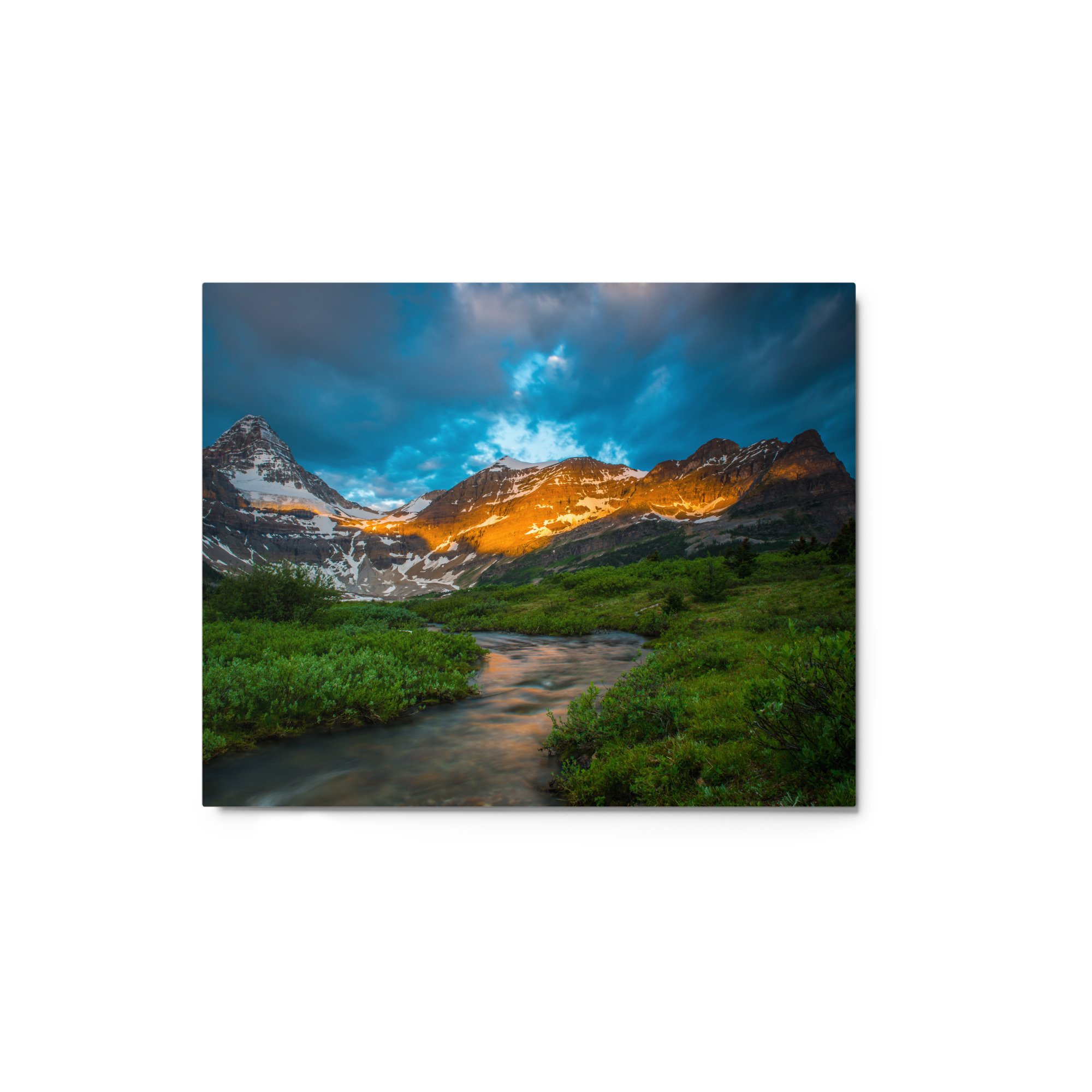 Sunrise at the foot of Mt. Assiniboine British Columbia - Glossy Metal Print