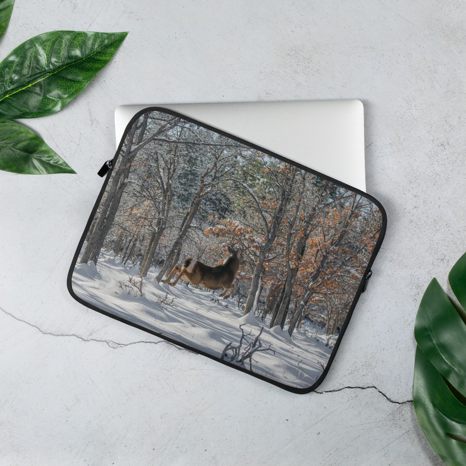 Deer in Snow - Laptop Sleeve