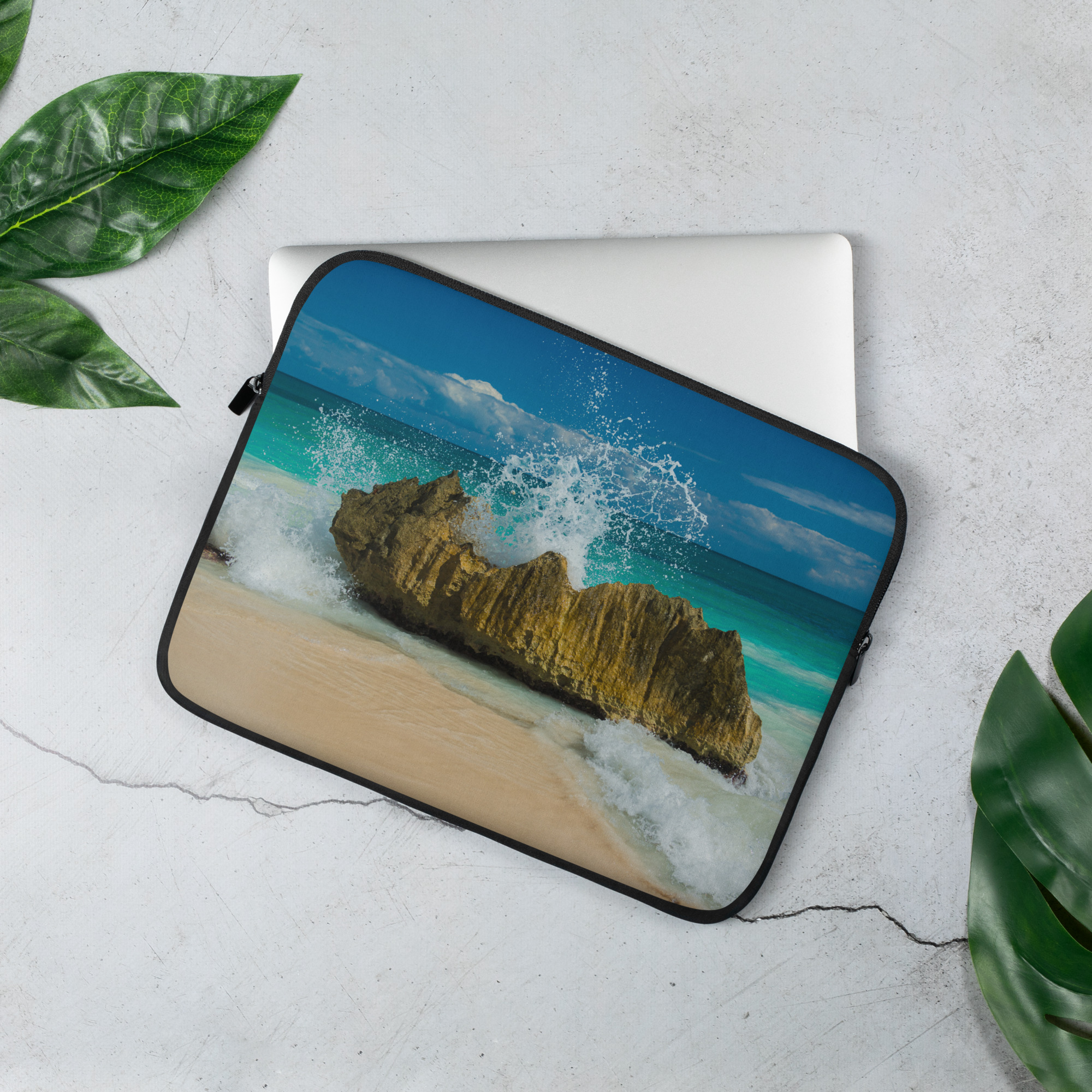 Tropical Waves on Rocks - Laptop Sleeve