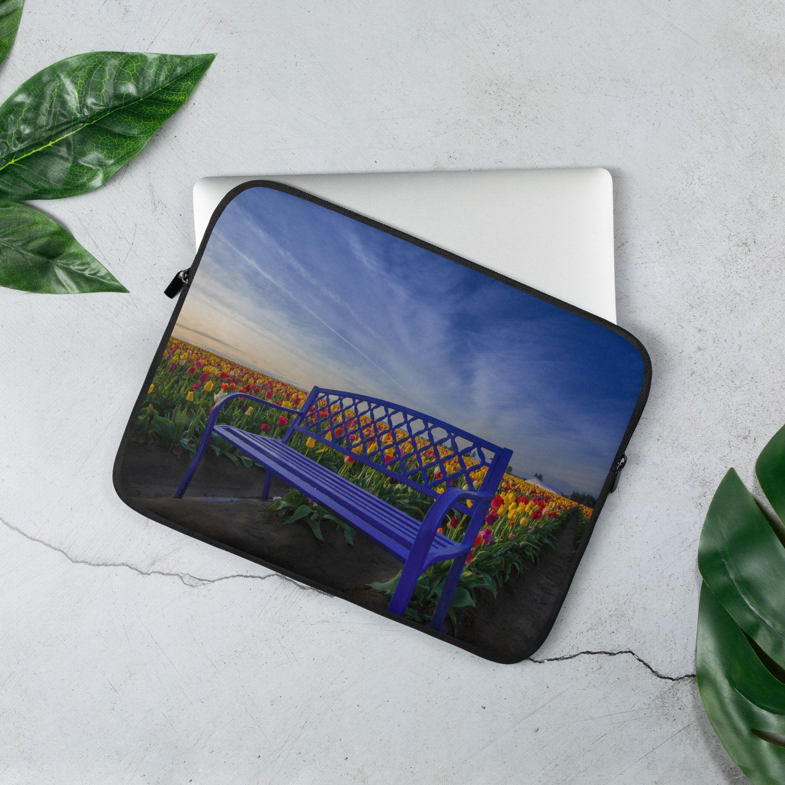 Bench among Tulips - Laptop Sleeve