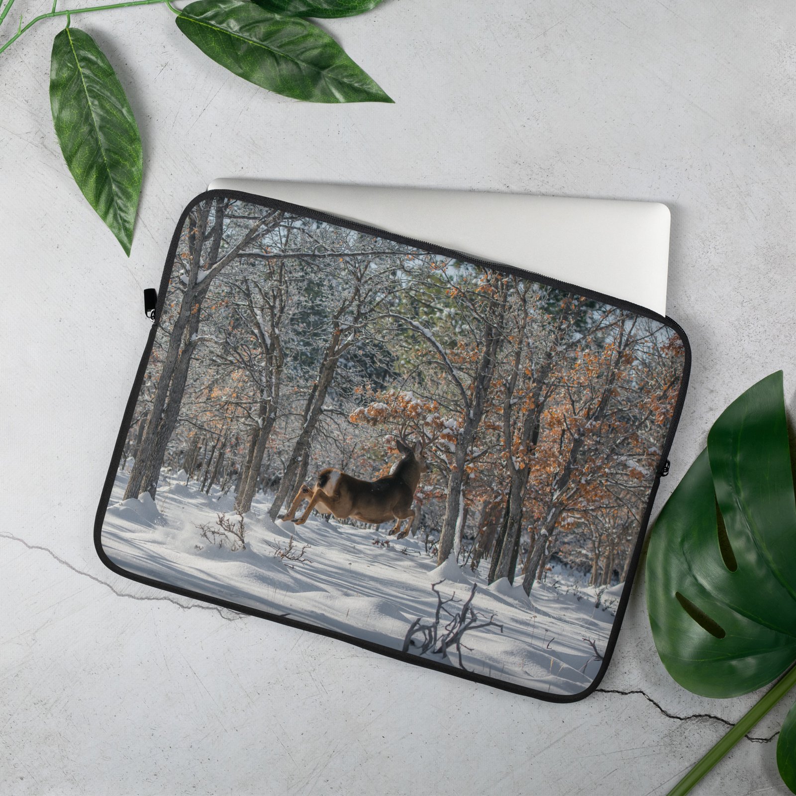 Deer in Snow - Laptop Sleeve - Image 2