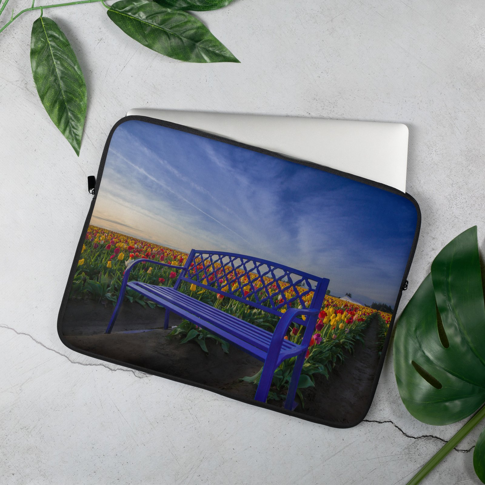 Bench among Tulips - Laptop Sleeve - Image 2