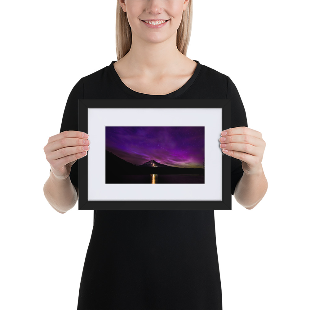 Northern Lights at Mt.Hood, Oregon - Matte Paper Framed Poster With Mat (cm)
