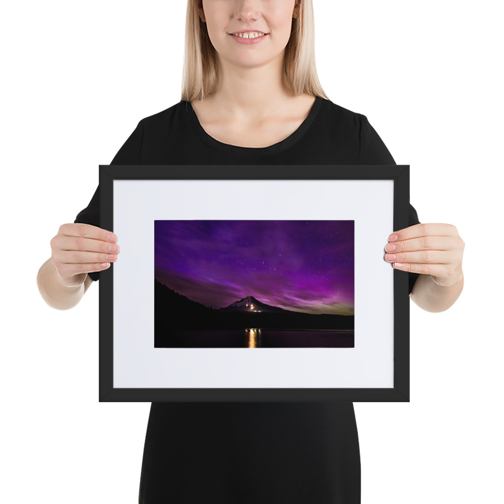 Northern Lights at Mt.Hood, Oregon - Matte Paper Framed Poster With Mat (cm) - Image 2