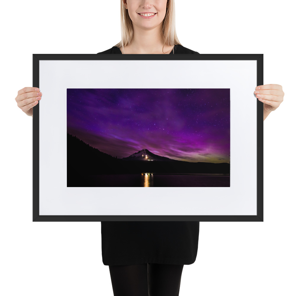 Northern Lights at Mt.Hood, Oregon - Matte Paper Framed Poster With Mat (cm) - Image 3