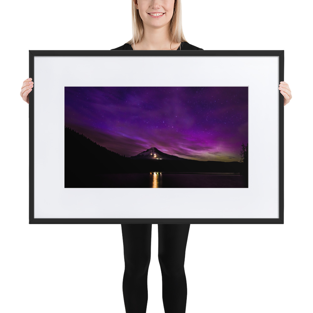 Northern Lights at Mt.Hood, Oregon - Matte Paper Framed Poster With Mat (cm) - Image 4