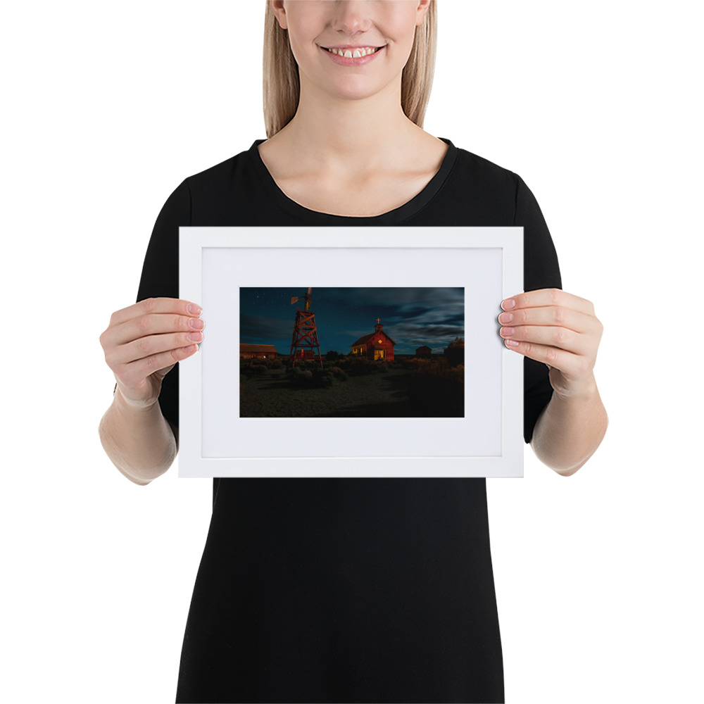 Starry Night Country Barn & Church - Matte Paper Framed Poster With Mat (cm) - Image 5