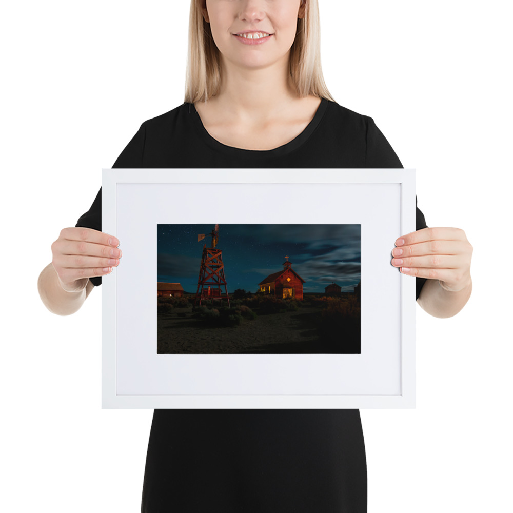 Starry Night Country Barn & Church - Matte Paper Framed Poster With Mat (cm) - Image 6