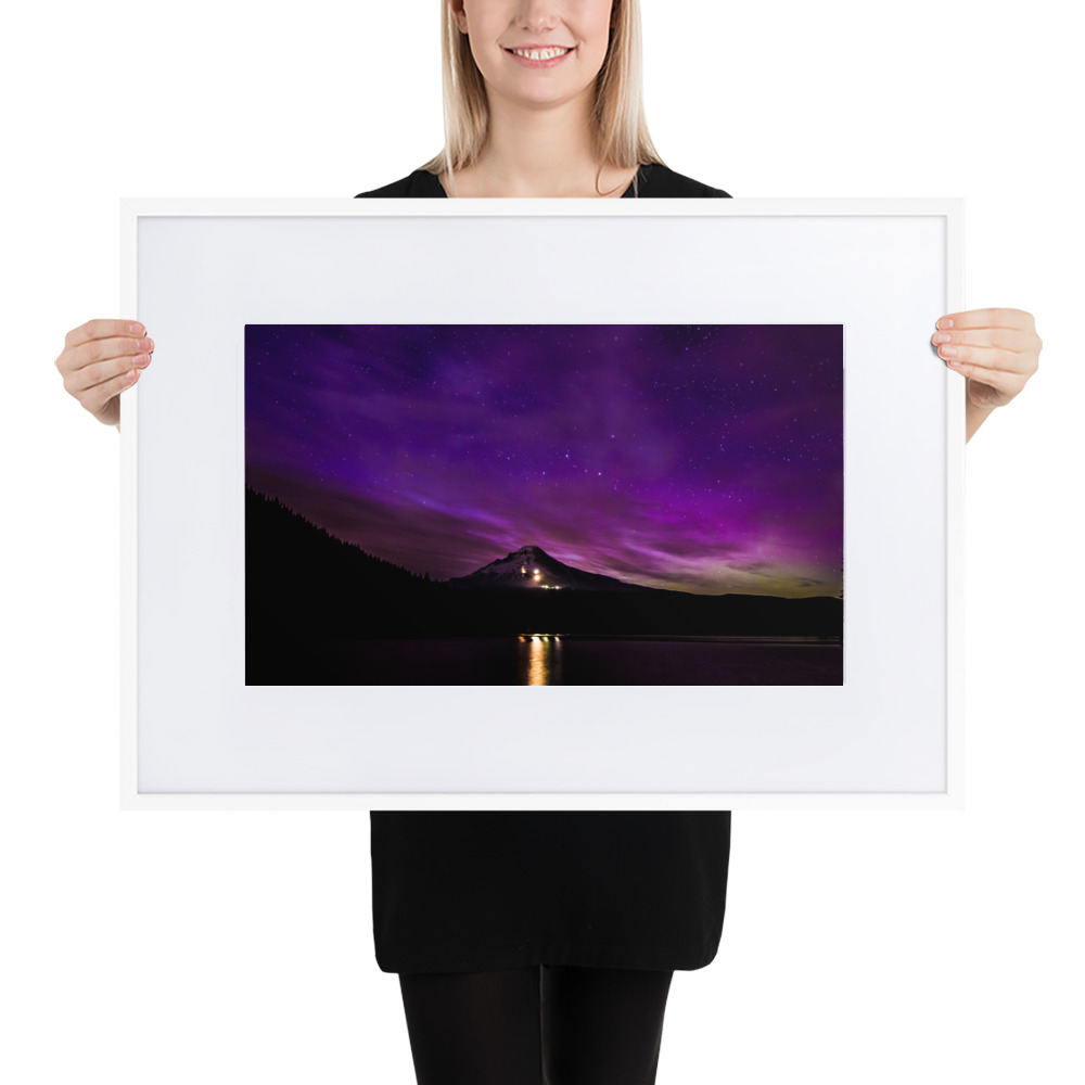 Northern Lights at Mt.Hood, Oregon - Matte Paper Framed Poster With Mat (cm) - Image 7