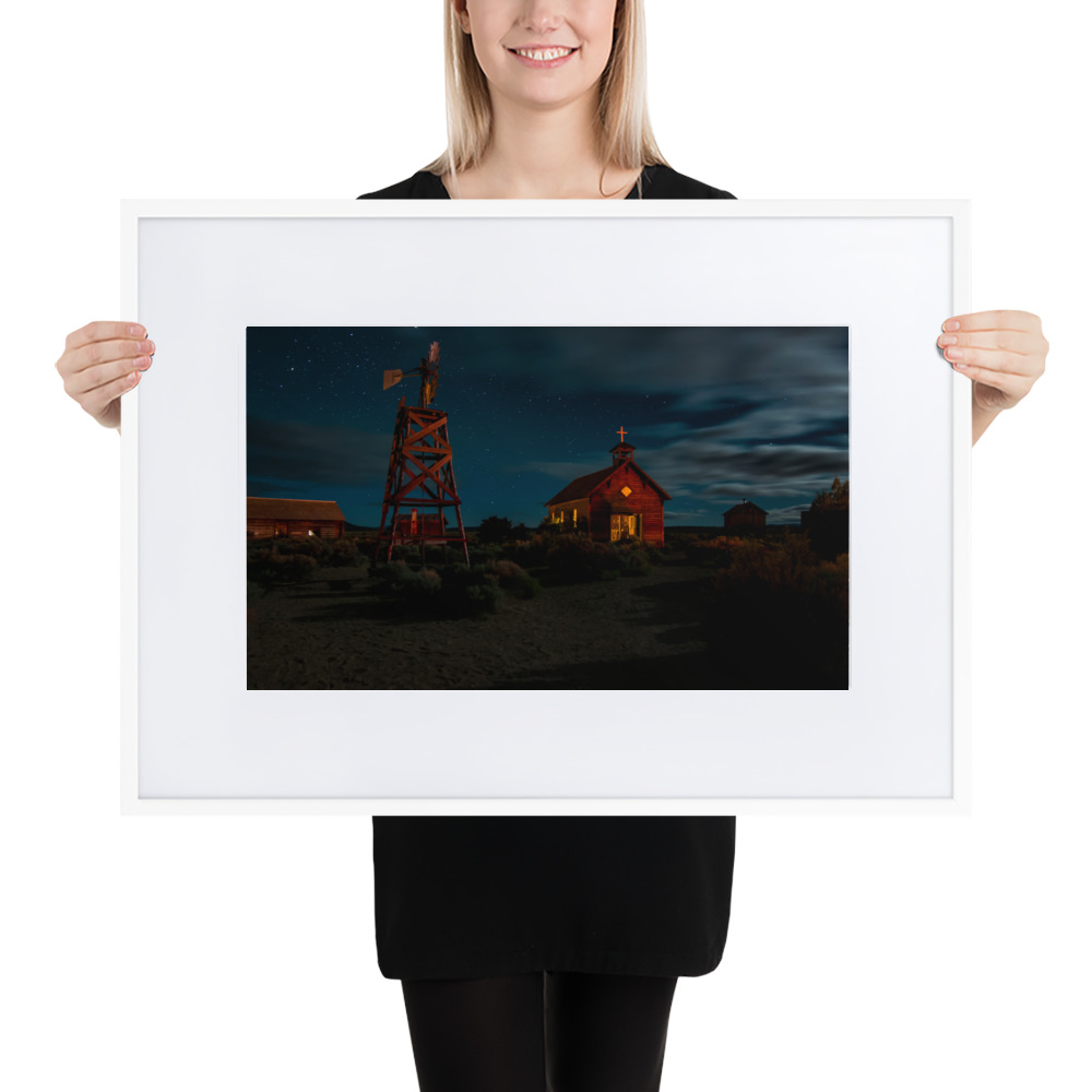 Starry Night Country Barn & Church - Matte Paper Framed Poster With Mat (cm) - Image 7