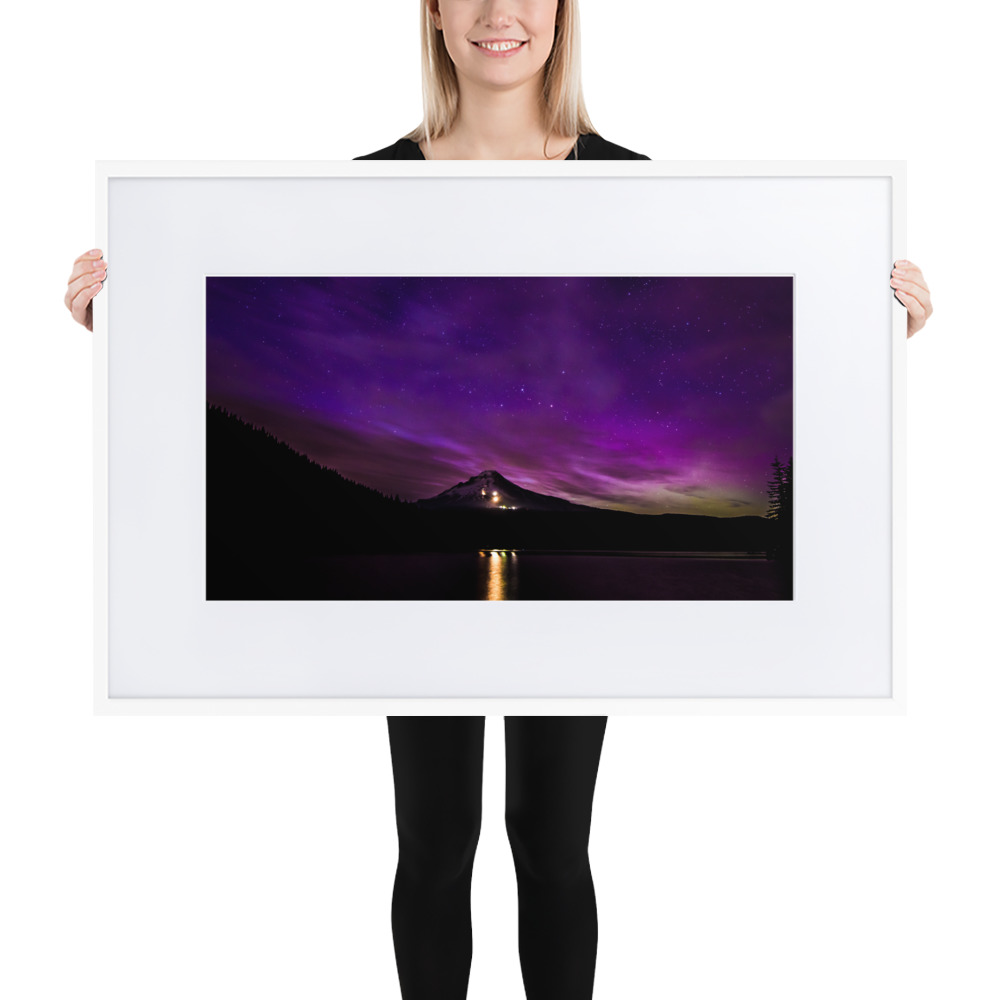 Northern Lights at Mt.Hood, Oregon - Matte Paper Framed Poster With Mat (cm) - Image 8