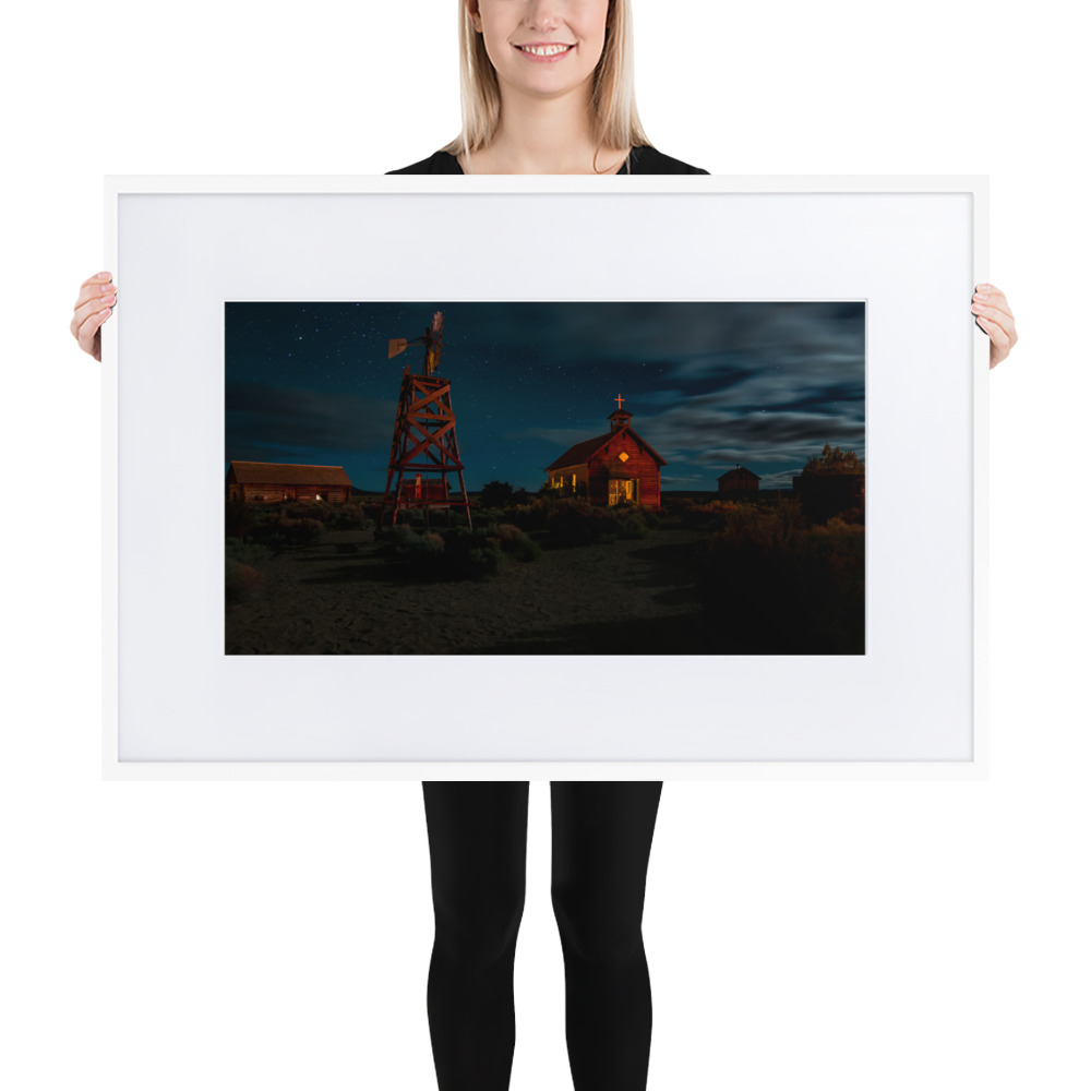 Starry Night Country Barn & Church - Matte Paper Framed Poster With Mat (cm) - Image 8