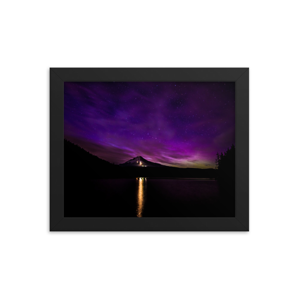 Northern Lights at Mt.Hood, Oregon-Premium Luster Photo Paper Framed Poster (in)