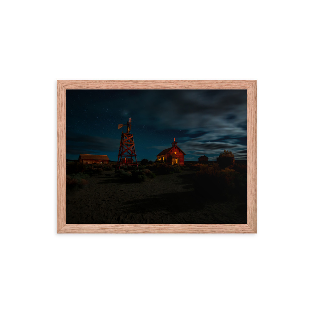 Starry Night Country Barn & Church -Premium Luster Photo Paper Framed Poster (in) - Image 17