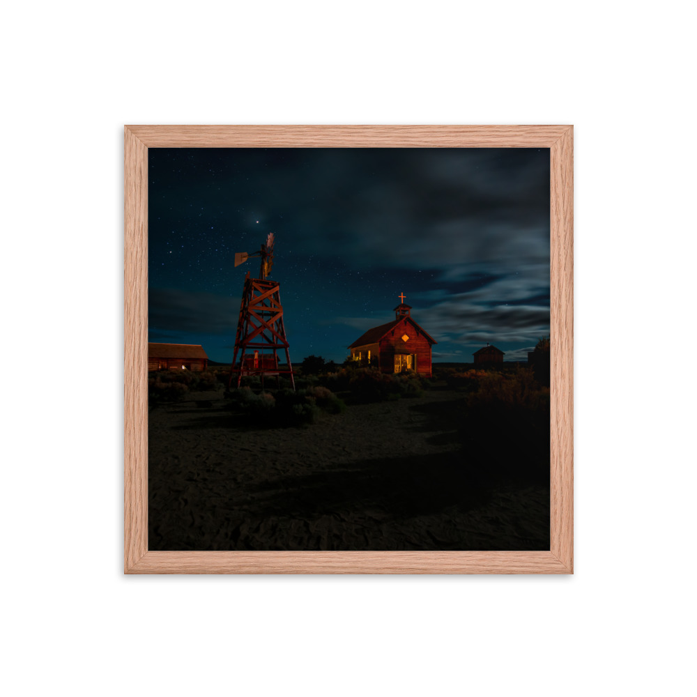 Starry Night Country Barn & Church -Premium Luster Photo Paper Framed Poster (in) - Image 19