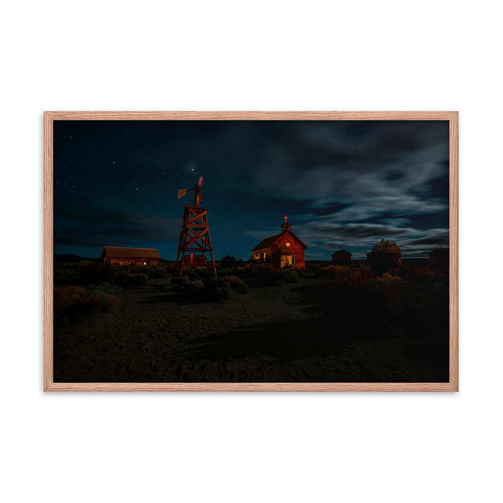 Starry Night Country Barn & Church -Premium Luster Photo Paper Framed Poster (in) - Image 24
