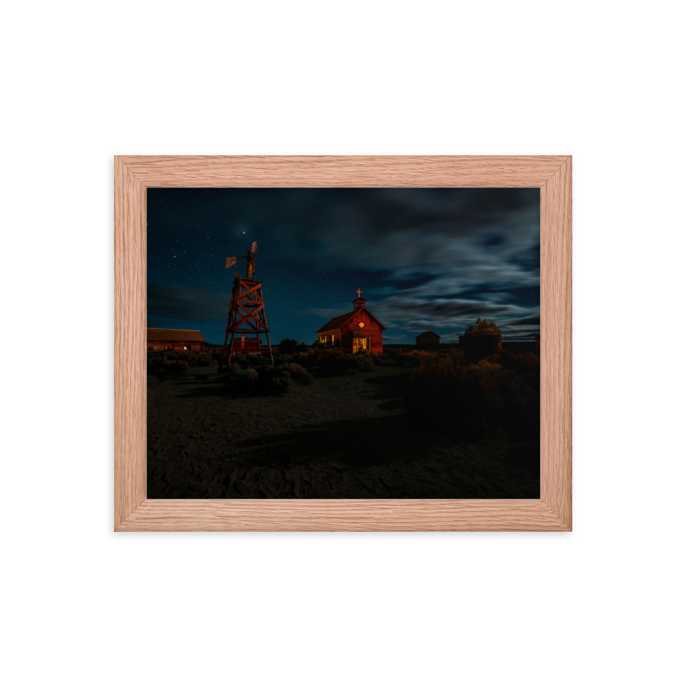 Starry Night Country Barn & Church -Premium Luster Photo Paper Framed Poster (in) - Image 13