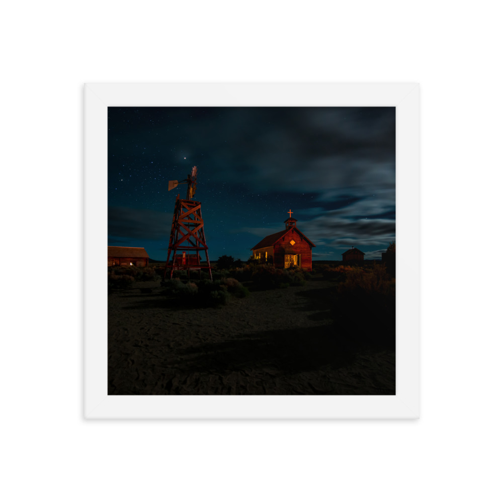 Starry Night Country Barn & Church -Premium Luster Photo Paper Framed Poster (in) - Image 26