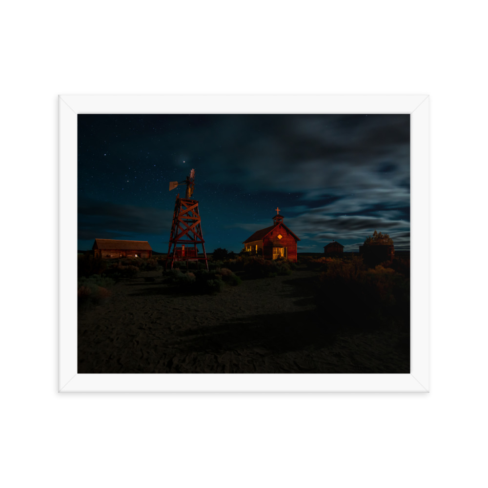 Starry Night Country Barn & Church -Premium Luster Photo Paper Framed Poster (in) - Image 28