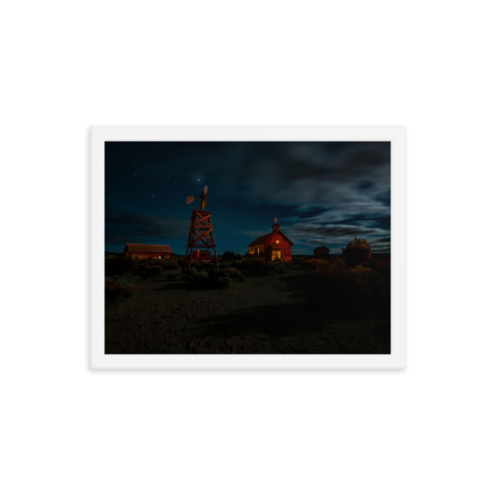 Starry Night Country Barn & Church -Premium Luster Photo Paper Framed Poster (in) - Image 29