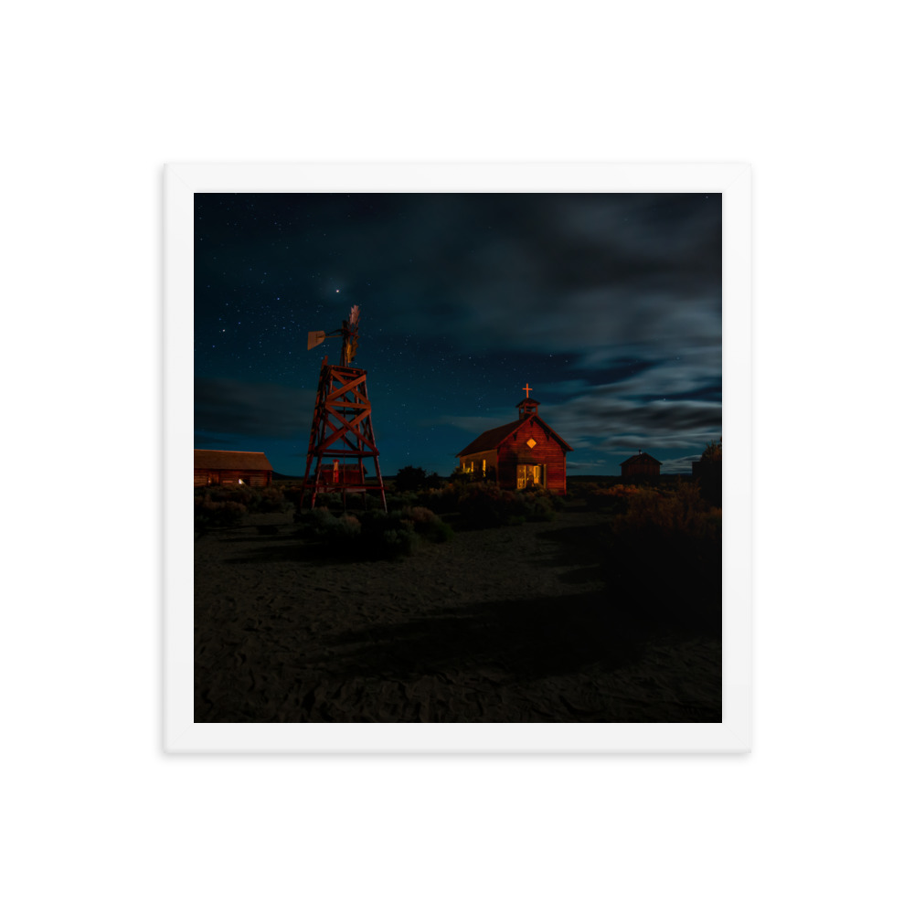 Starry Night Country Barn & Church -Premium Luster Photo Paper Framed Poster (in) - Image 31