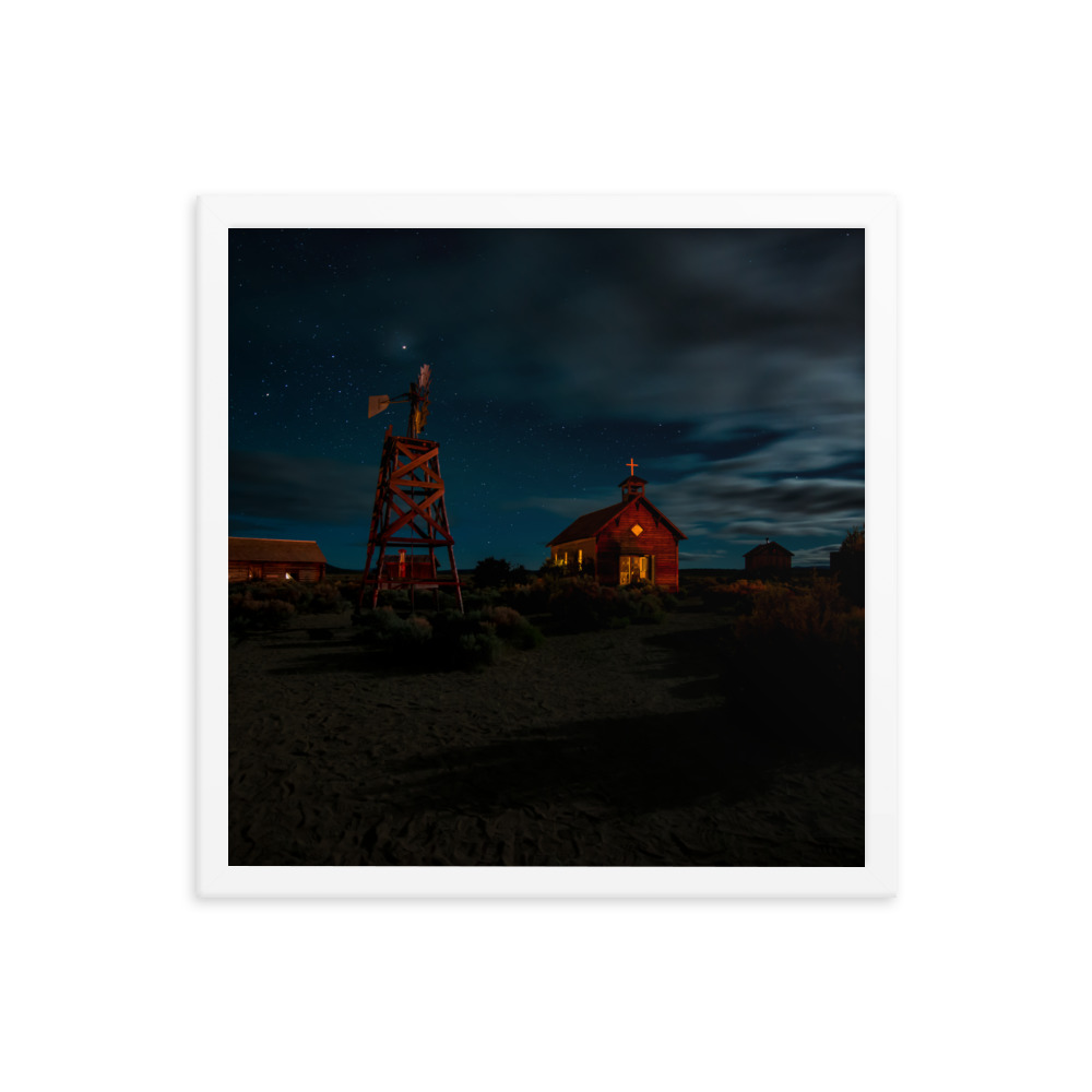 Starry Night Country Barn & Church -Premium Luster Photo Paper Framed Poster (in) - Image 32