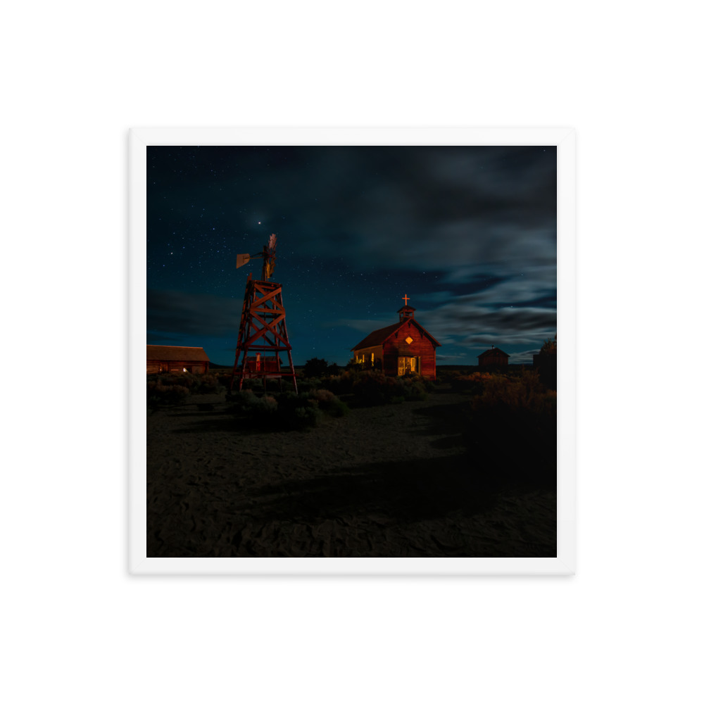 Starry Night Country Barn & Church -Premium Luster Photo Paper Framed Poster (in) - Image 34