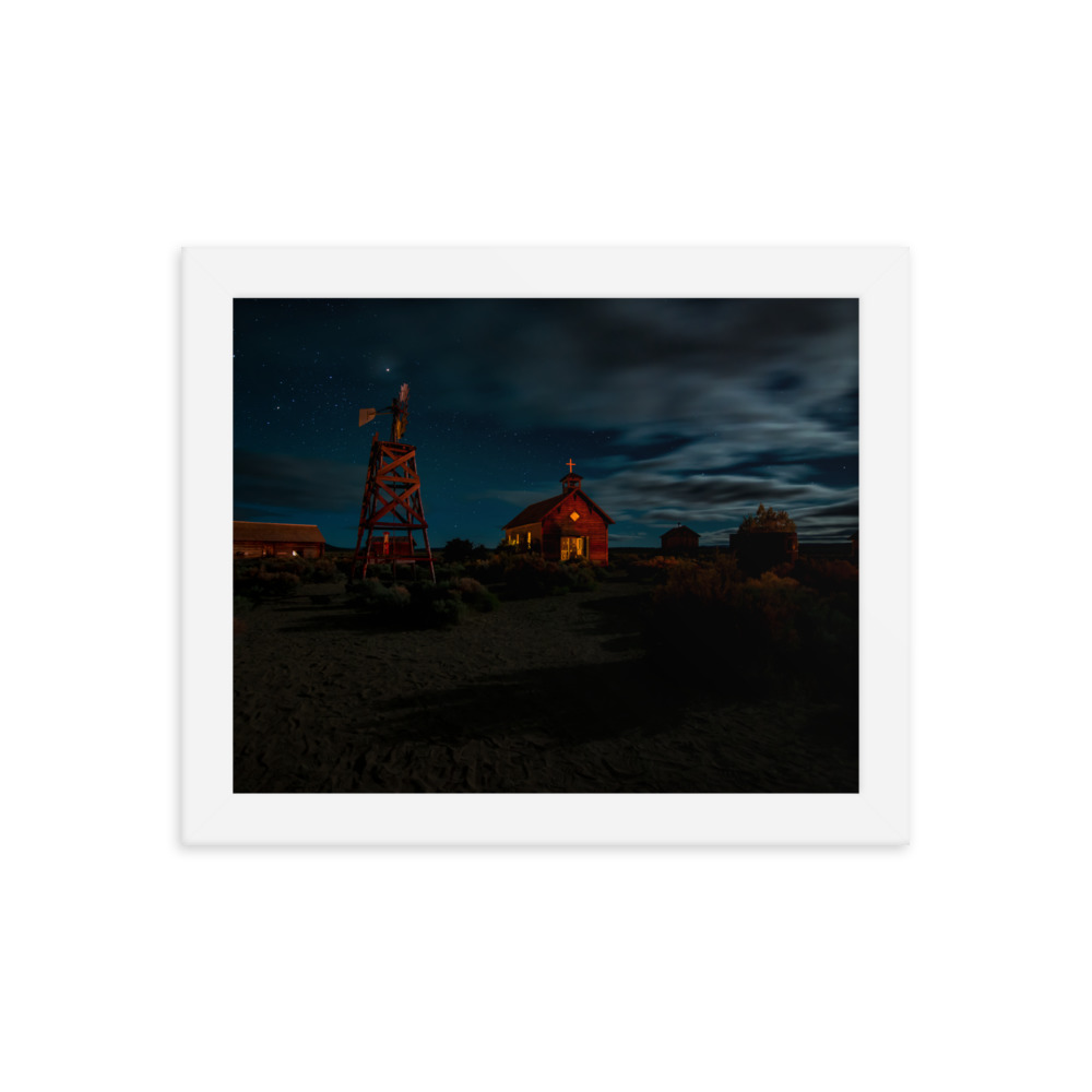 Starry Night Country Barn & Church -Premium Luster Photo Paper Framed Poster (in) - Image 25